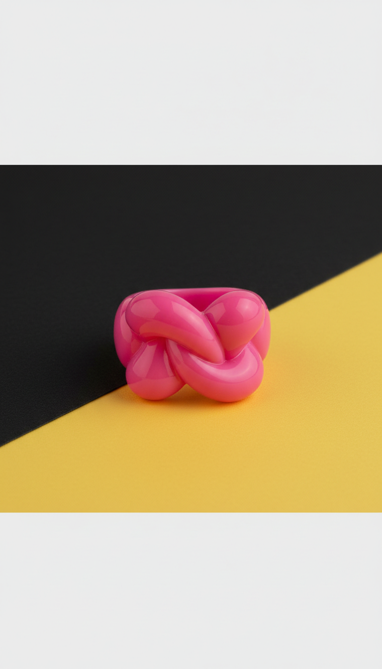 Hot pink resin statement ring