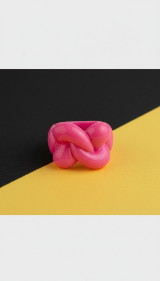 Hot pink resin statement ring