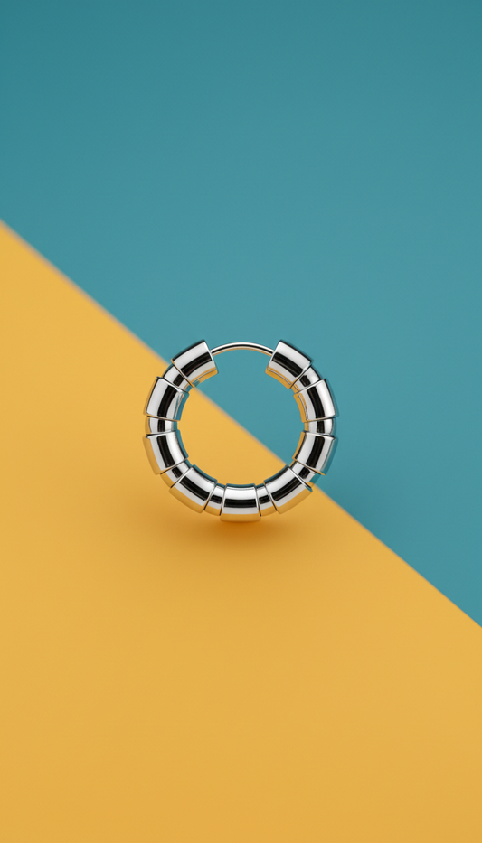 Modular chrome hoop earring
